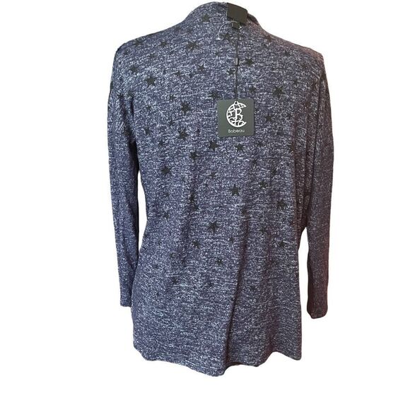 Bobeau blue star print open cardigan knit top - Picture 3 of 4